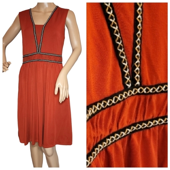 Garnet Hill Rust Dress with Black Trim - Picture 1 of 16